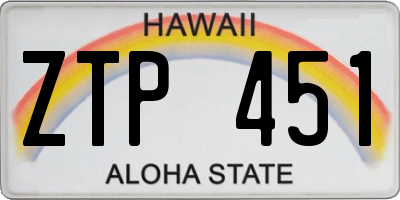 HI license plate ZTP451