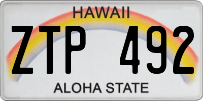 HI license plate ZTP492