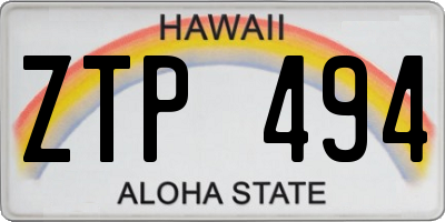 HI license plate ZTP494