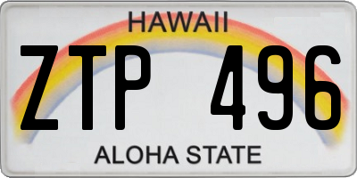 HI license plate ZTP496
