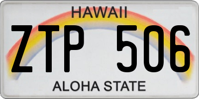 HI license plate ZTP506