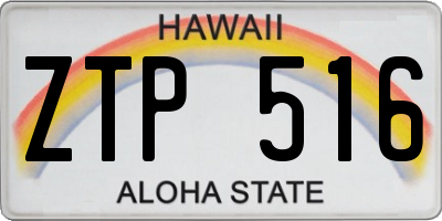 HI license plate ZTP516