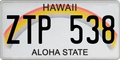 HI license plate ZTP538