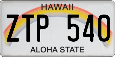 HI license plate ZTP540