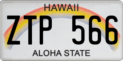 HI license plate ZTP566