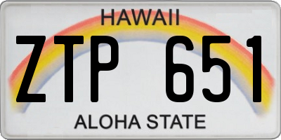 HI license plate ZTP651