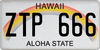HI license plate ZTP666