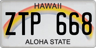 HI license plate ZTP668