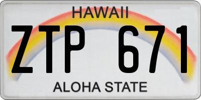 HI license plate ZTP671