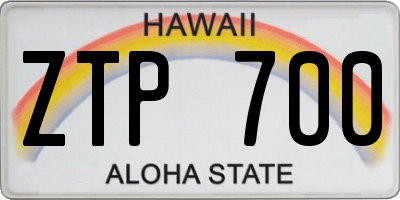 HI license plate ZTP700