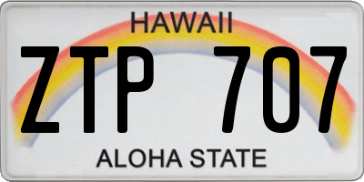 HI license plate ZTP707