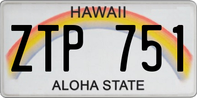 HI license plate ZTP751