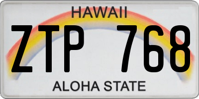HI license plate ZTP768