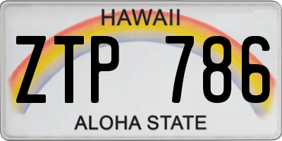 HI license plate ZTP786