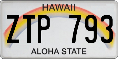HI license plate ZTP793