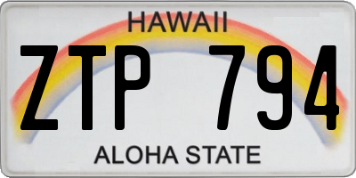HI license plate ZTP794