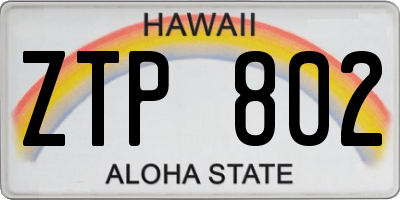 HI license plate ZTP802