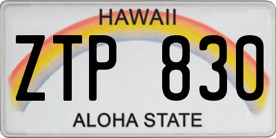 HI license plate ZTP830