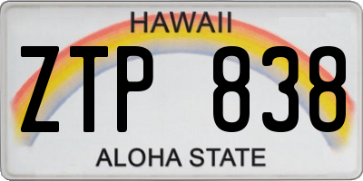HI license plate ZTP838