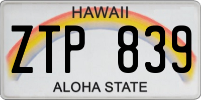 HI license plate ZTP839