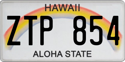 HI license plate ZTP854