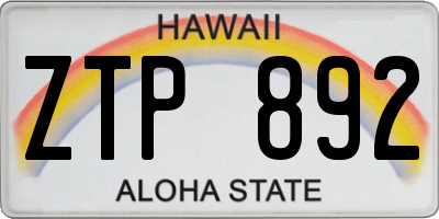 HI license plate ZTP892