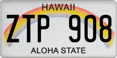 HI license plate ZTP908