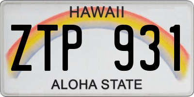 HI license plate ZTP931
