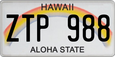 HI license plate ZTP988
