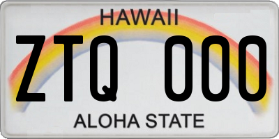 HI license plate ZTQ000