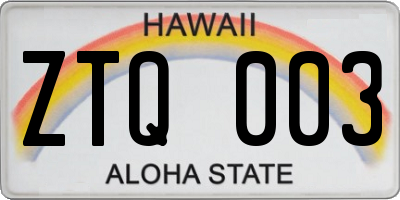 HI license plate ZTQ003