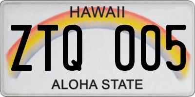 HI license plate ZTQ005