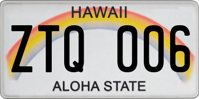 HI license plate ZTQ006