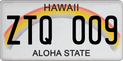 HI license plate ZTQ009