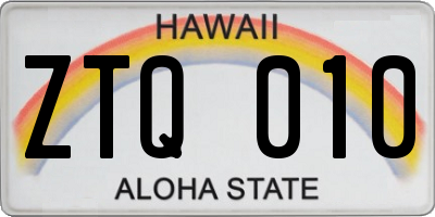HI license plate ZTQ010