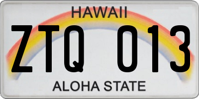 HI license plate ZTQ013