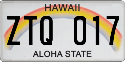 HI license plate ZTQ017