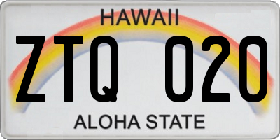 HI license plate ZTQ020