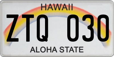 HI license plate ZTQ030
