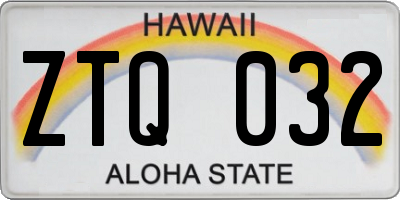 HI license plate ZTQ032