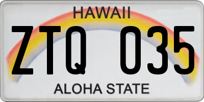 HI license plate ZTQ035