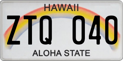 HI license plate ZTQ040