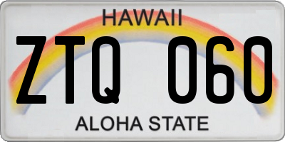 HI license plate ZTQ060