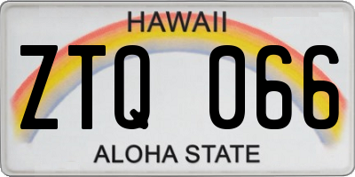 HI license plate ZTQ066