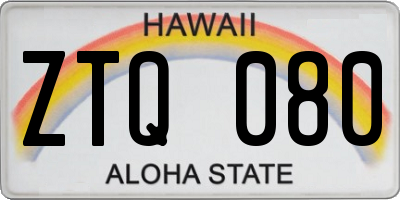 HI license plate ZTQ080