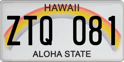 HI license plate ZTQ081
