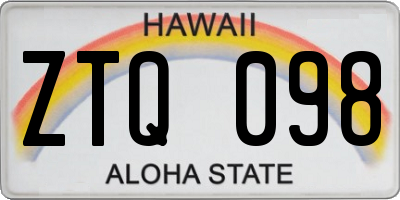 HI license plate ZTQ098