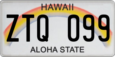 HI license plate ZTQ099
