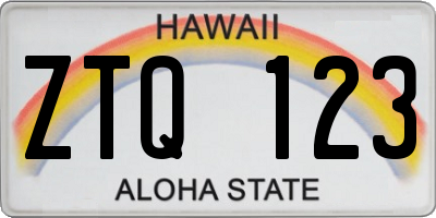 HI license plate ZTQ123
