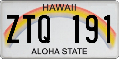 HI license plate ZTQ191
